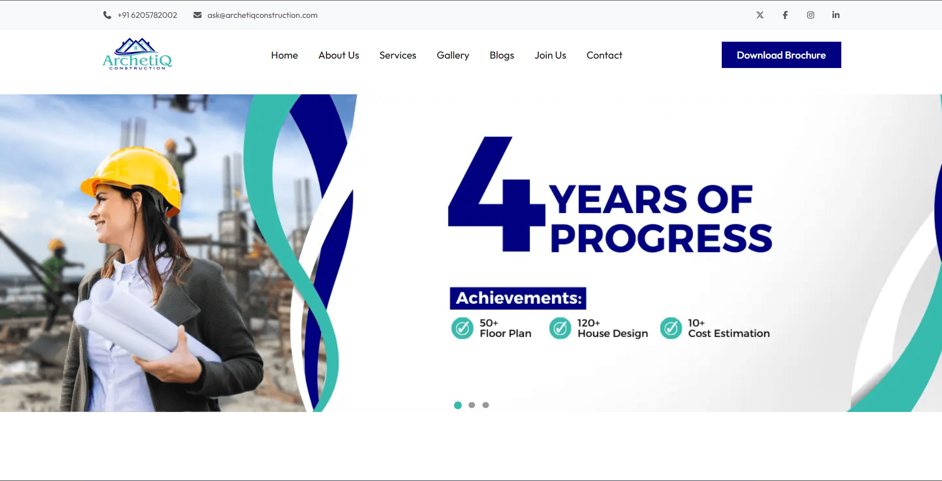 ArchetiQ Construction website screenshot