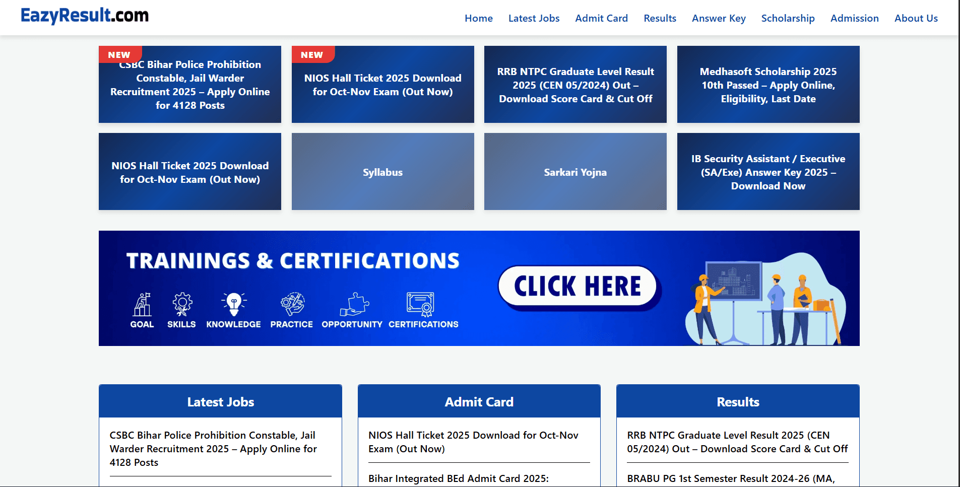 EazyResult website screenshot