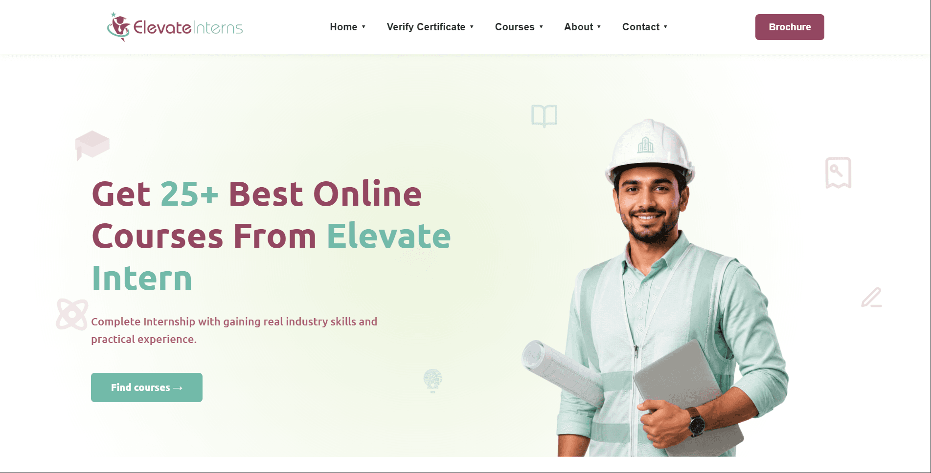 Elevate Interns website screenshot