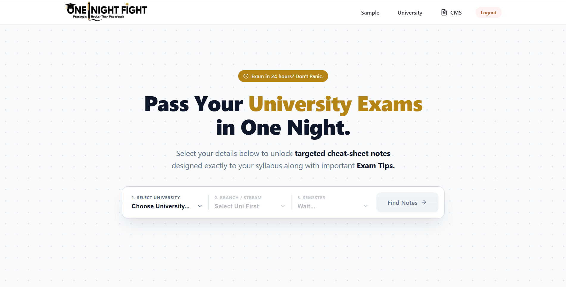 OneNightFight website screenshot